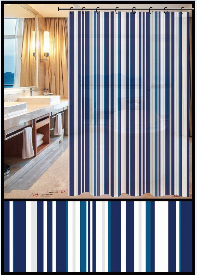Hotel PE Disposable Shower Curtain Waterproof Stripe Series Pattern